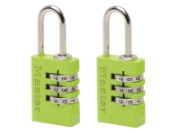 ALUMINIUM COMBINATION PADLOCKS 3 DIGIT COLOUR 20MM X 2