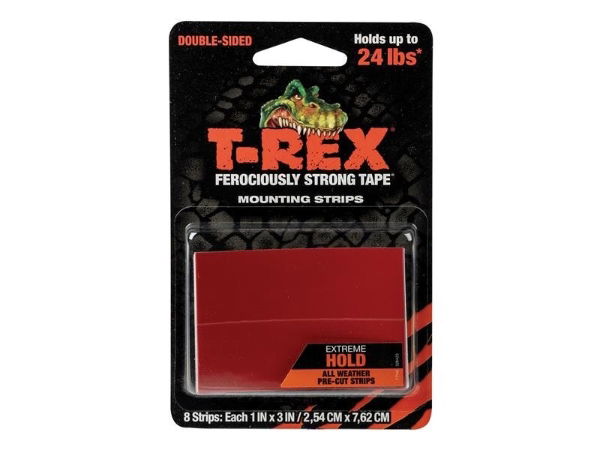 T-REX EXTREME HOLD MOUNTING STRIPS 2.54 X 7.62CM (PACK 8)