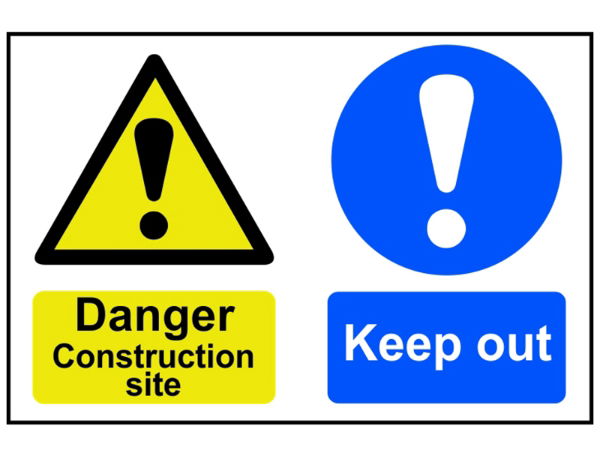 DANGER CONTRUCTION SITE KEEP OUT - PVC 600 X 400MM