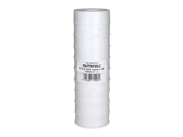 P.T.F.E TAPE 12MM X 12M WHITE (PACK 10)