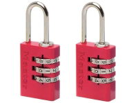 ALUMINIUM COMBINATION PADLOCKS 3 DIGIT COLOUR 20MM X 2