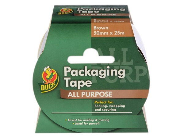 DUCK TAPE PACKAGING TAPE 50MM X 25M BROWN