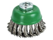 WIRE CUP BRUSH TWIST KNOT 65MM M14X2- 0.50MM STAINLESS STEEL