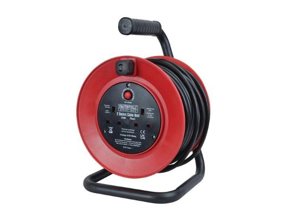 Faithfull Tools Open Drum Cable Reel 240V 2-Socket