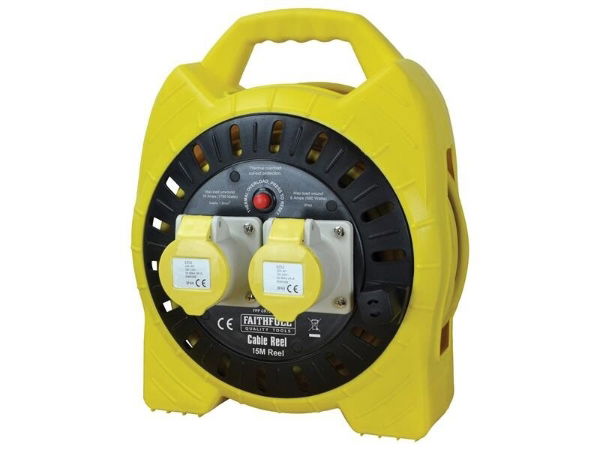 Faithfull Tools Semi-Enclosed Cable Reel 110V 2-Socket