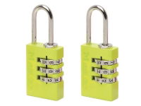 ALUMINIUM COMBINATION PADLOCKS 3 DIGIT COLOUR 20MM X 2