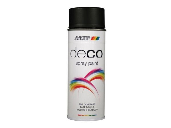 DECO SPRAY PAINT SATIN MATT RAL 9005 DEEP BLACK 400ML
