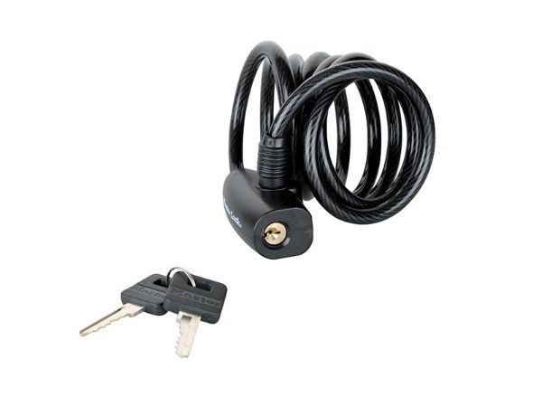 BLACK SELF COILING KEYED CABLE 1.8M X 8MM